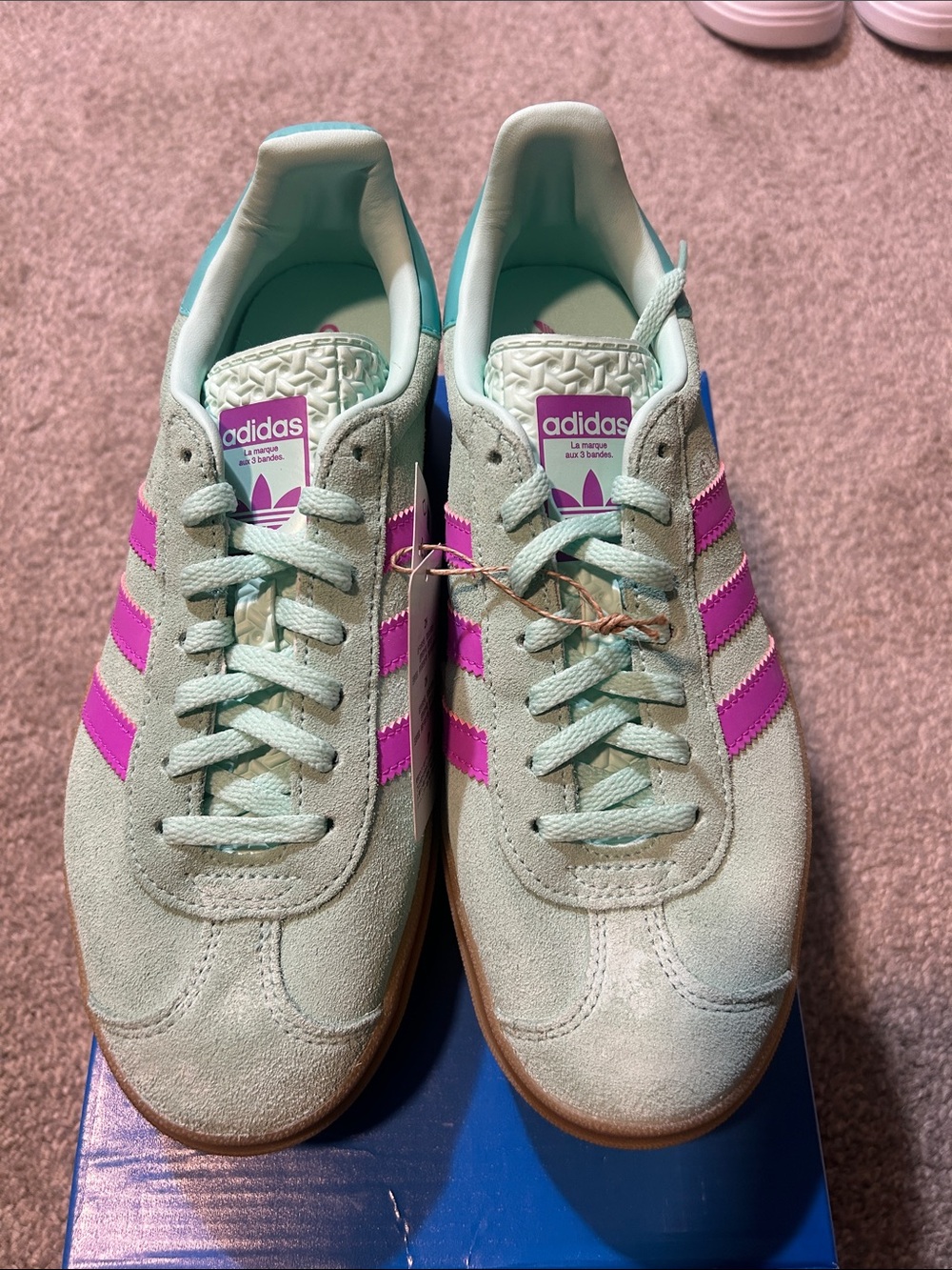 adidas Women's Mint Green & Purple Gazelle Triple Stack Sneakers